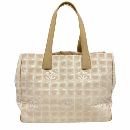 Chanel Tote New Travel Nylon Beige Gold