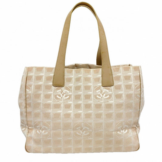 Chanel Tote New Travel Nylon Beige Gold