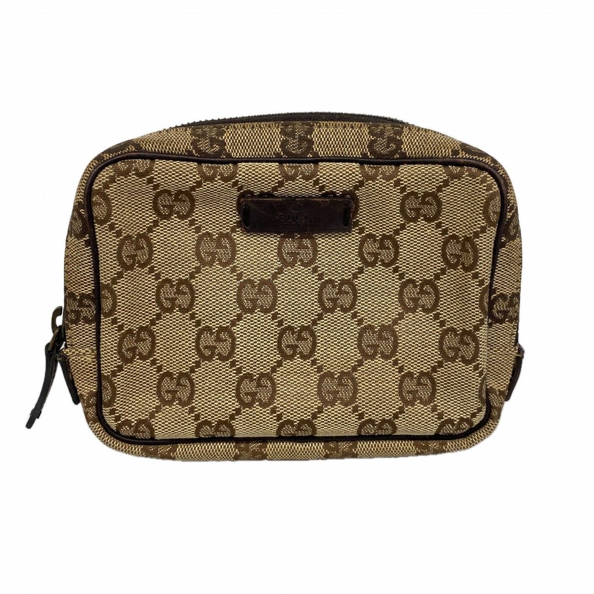 Gucci Pouch GG Canvas Brown Silver