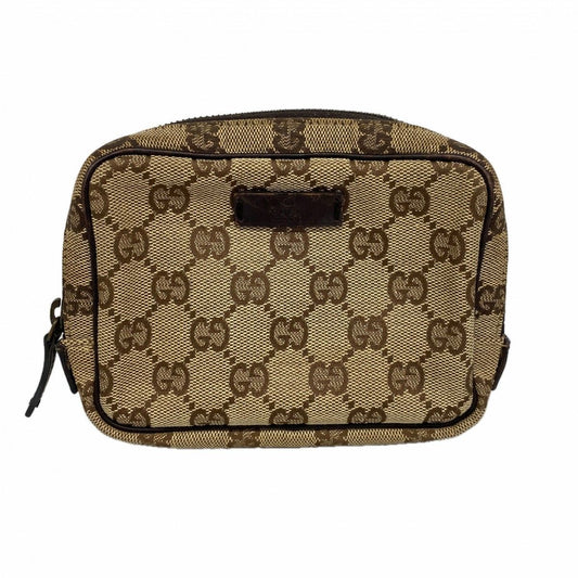 Gucci Pouch GG Canvas Brown Silver