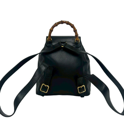 Gucci Vintage Bamboo Leather Mini Sac Backpack Black — view 3