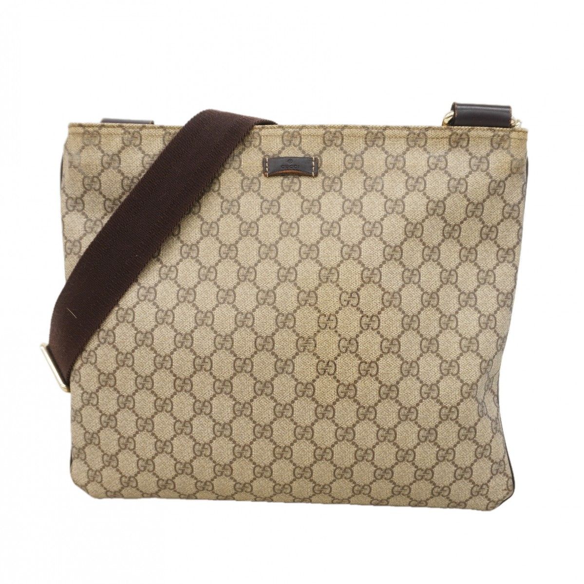 Gucci Shoulder Bag GG Supreme Brown Gold