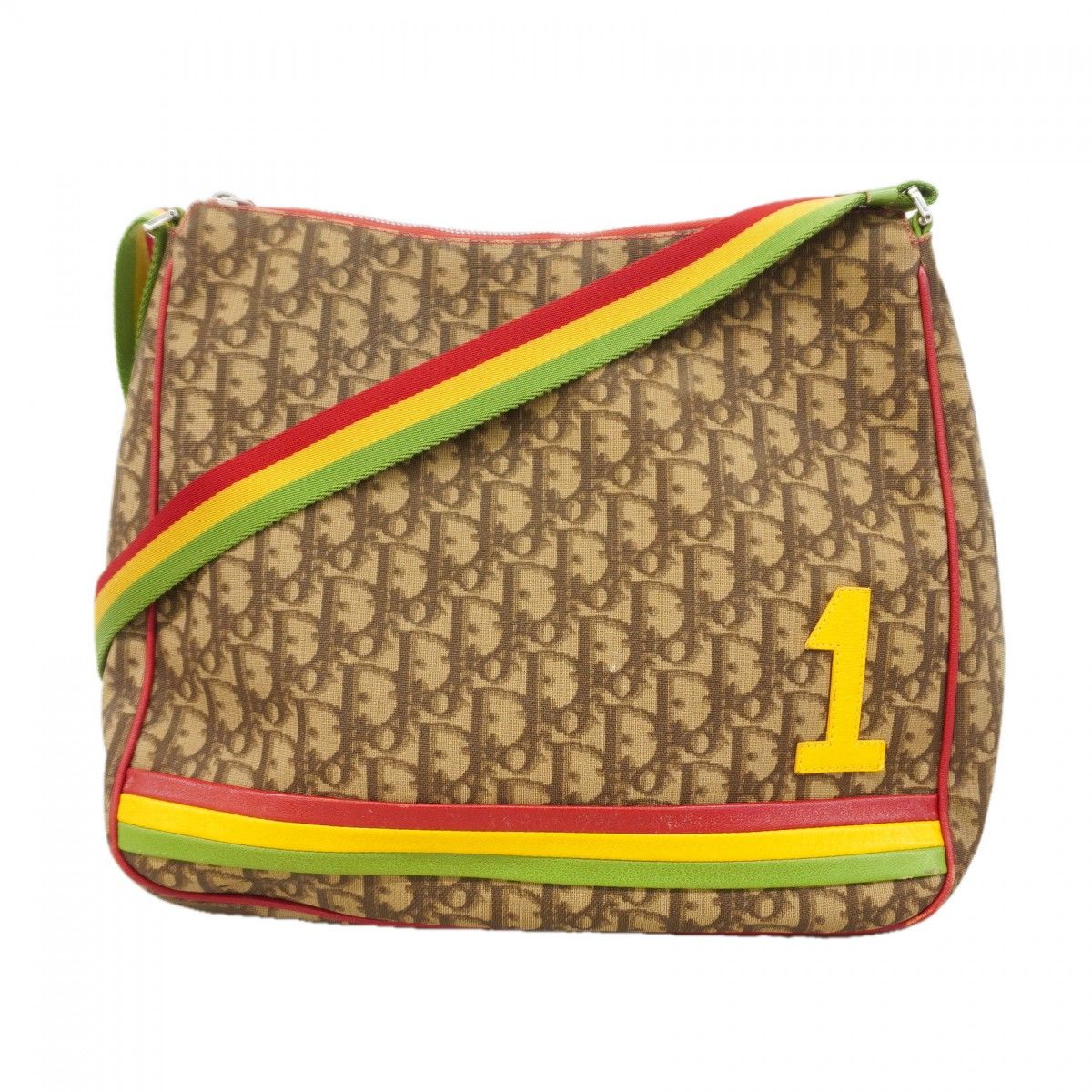 Dior Shoulder Bag Trotter Rasta Brown Silver