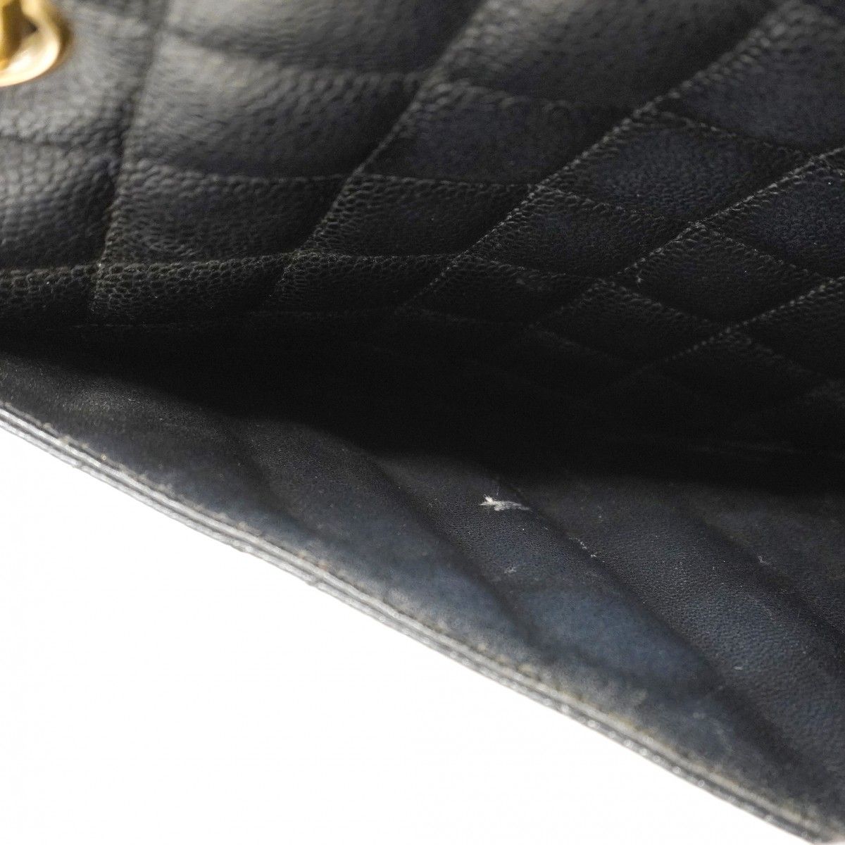 Chanel Chain Tote Quilted Caviar Leather Black Gold — view 8