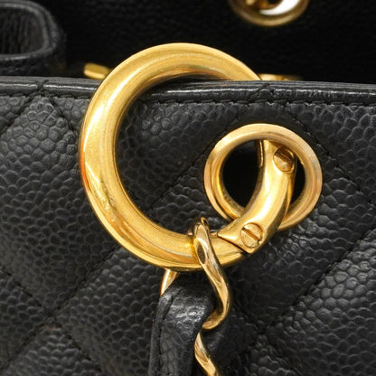 Chanel Chain Tote Quilted Caviar Leather Black Gold — view 7