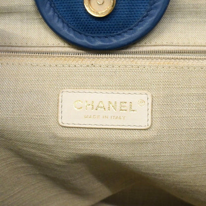 Chanel Chain Tote Deauville Canvas Blue Champagne Gold 2-Way — view 5