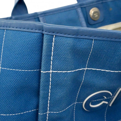 Chanel Chain Tote Deauville Canvas Blue Champagne Gold 2-Way — view 7