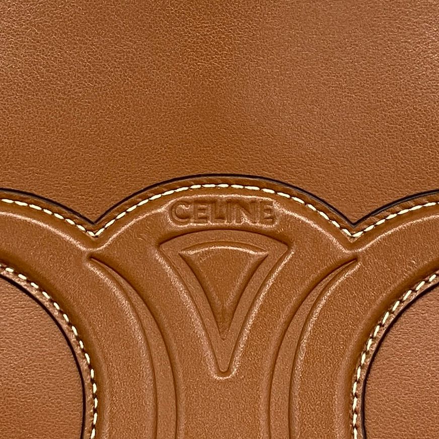 Celine Shoulder Bag Trio Small Bucket Leather Brown Gold — view 5