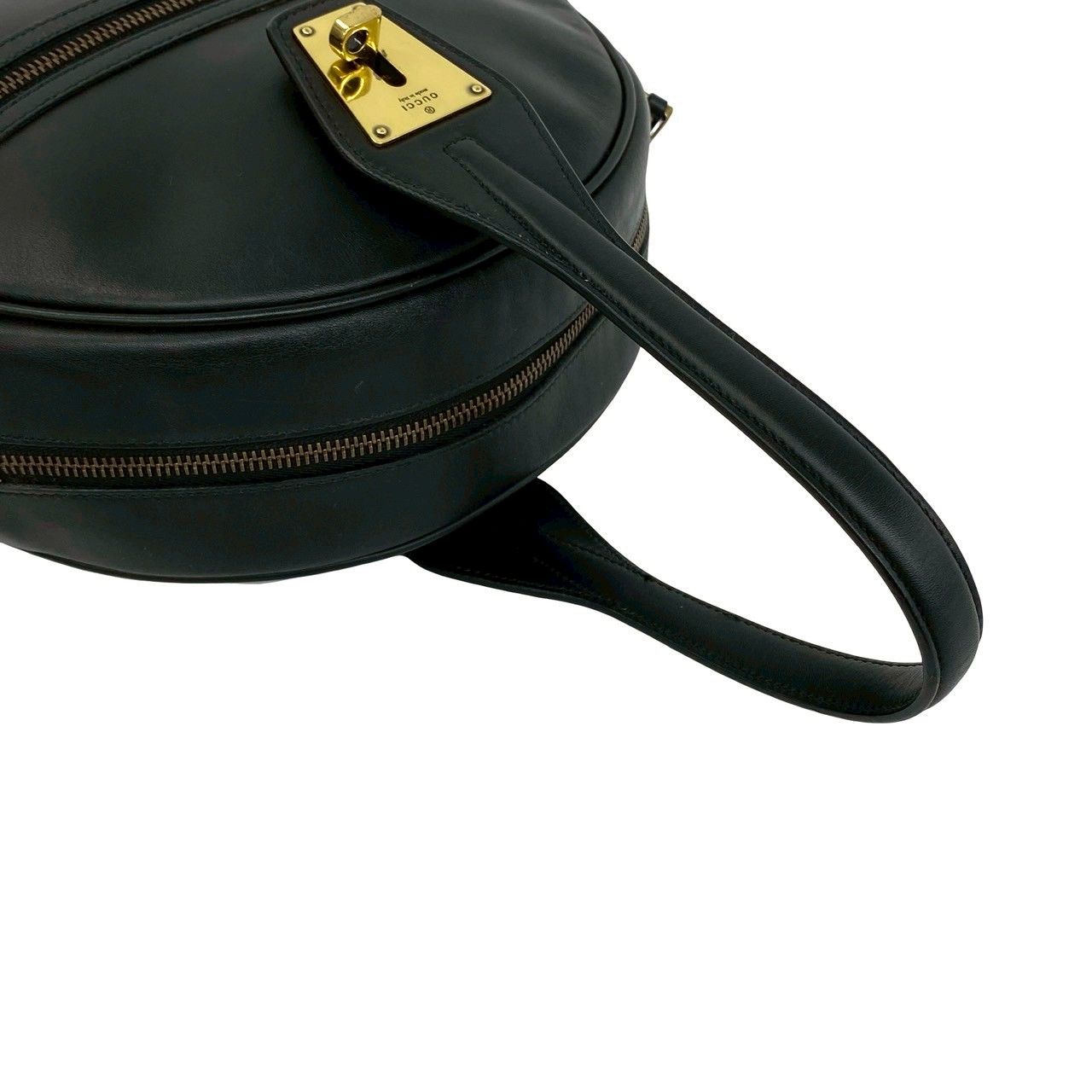 Gucci Logo Leather Turnlock Round Zip Mini Boston Bag Black — view 4