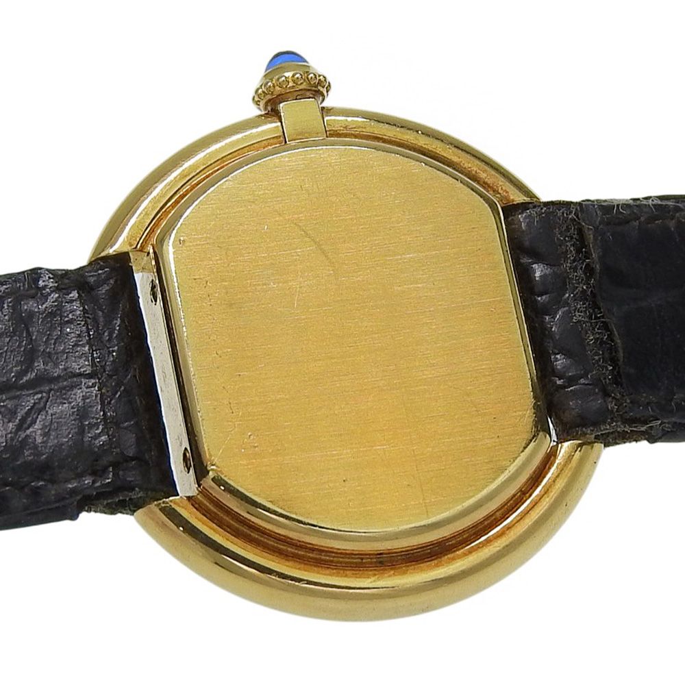 Cartier Ellipse Vintage Gold Leather Hand Wound Analog Display White Dial Watch — view 5