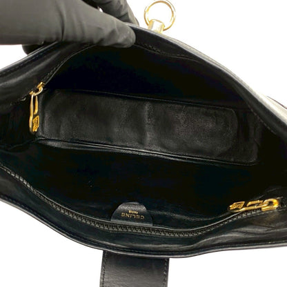 Celine Vintage Ring Logo Calf Leather Shoulder Bag Tote Black — view 9