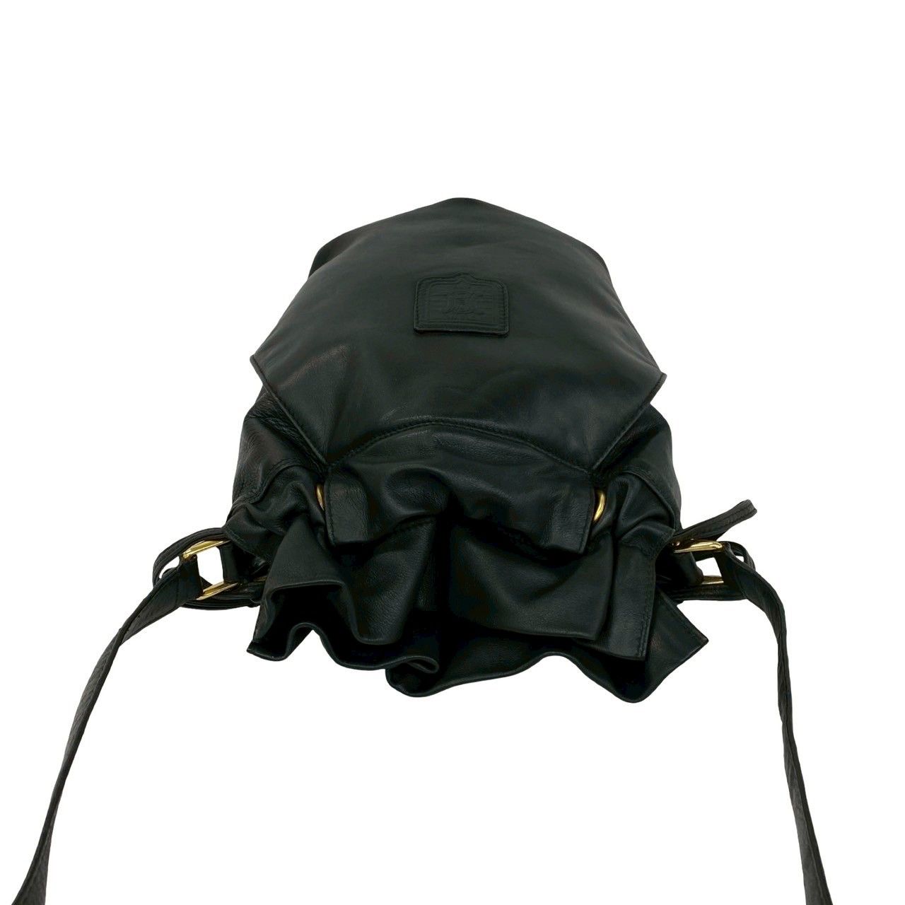 Celine Vintage Trio Logo Leather Drawstring Shoulder Bag Tote Black — view 4