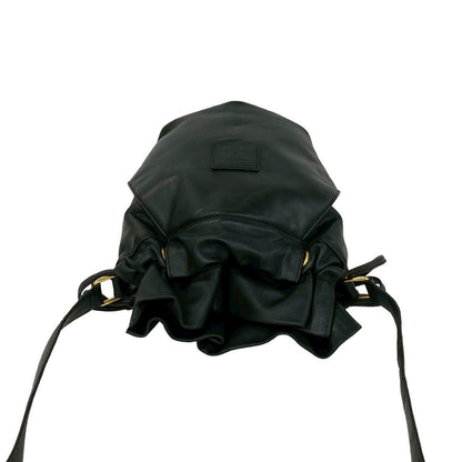 Celine Vintage Trio Logo Leather Drawstring Shoulder Bag Tote Black — view 4