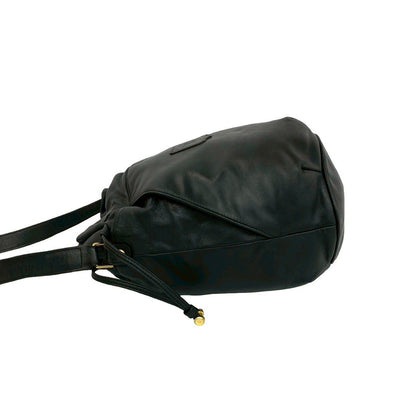 Celine Vintage Trio Logo Leather Drawstring Shoulder Bag Tote Black — view 5