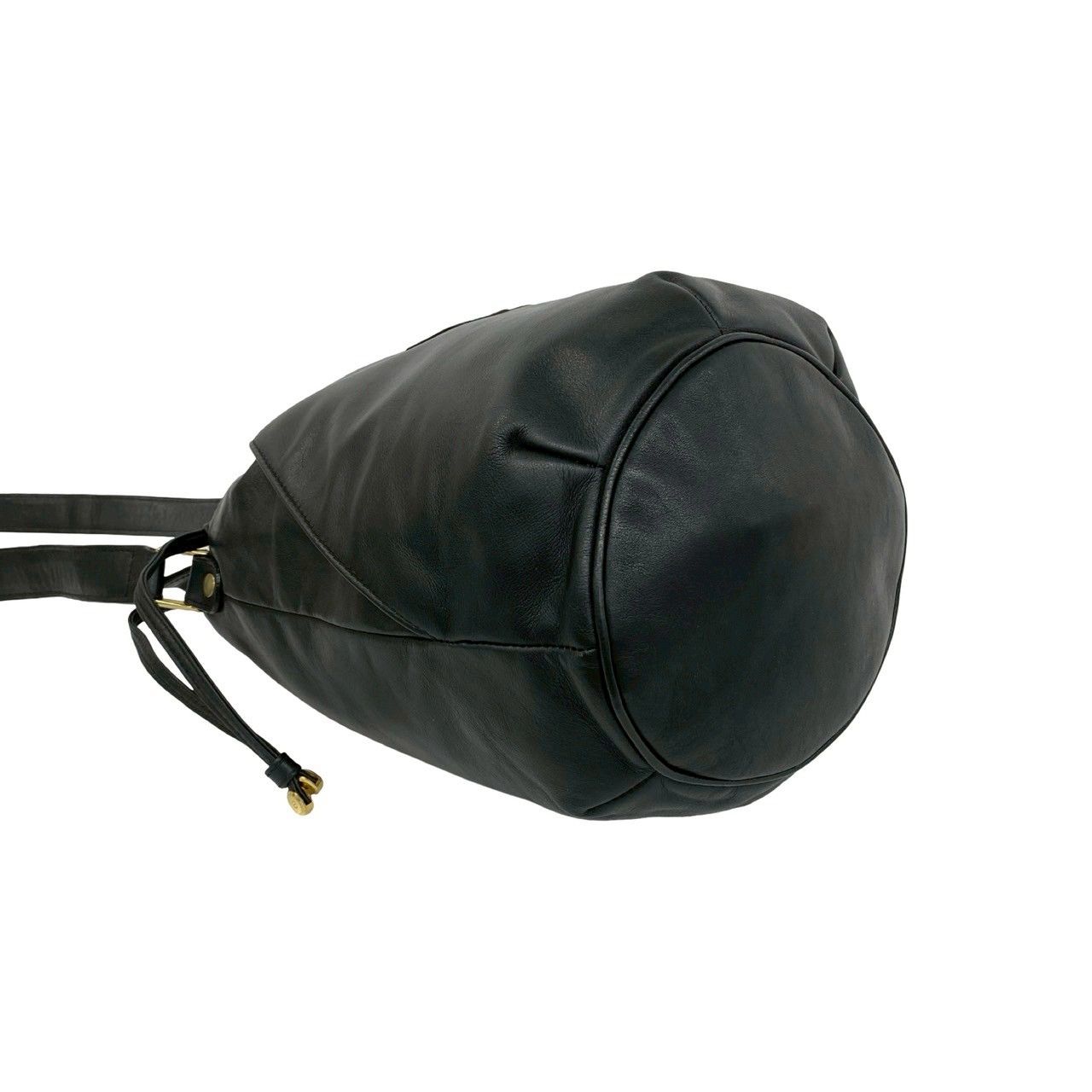 Celine Vintage Trio Logo Leather Drawstring Shoulder Bag Tote Black — view 7