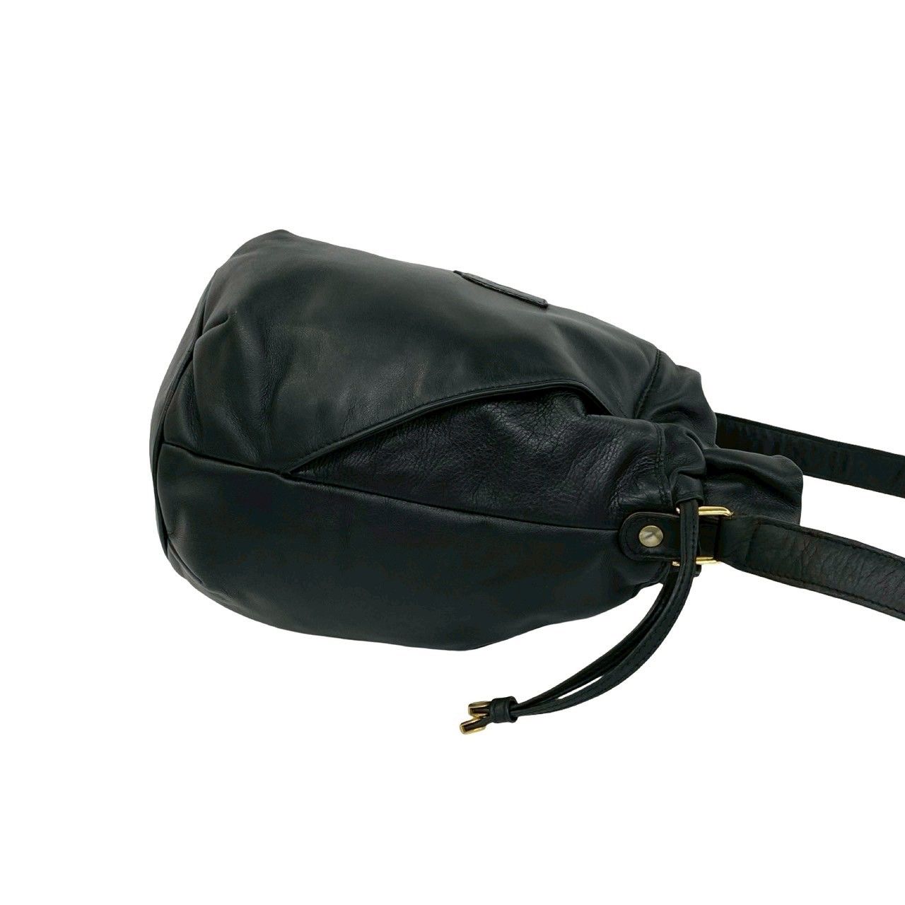 Celine Vintage Trio Logo Leather Drawstring Shoulder Bag Tote Black — view 6