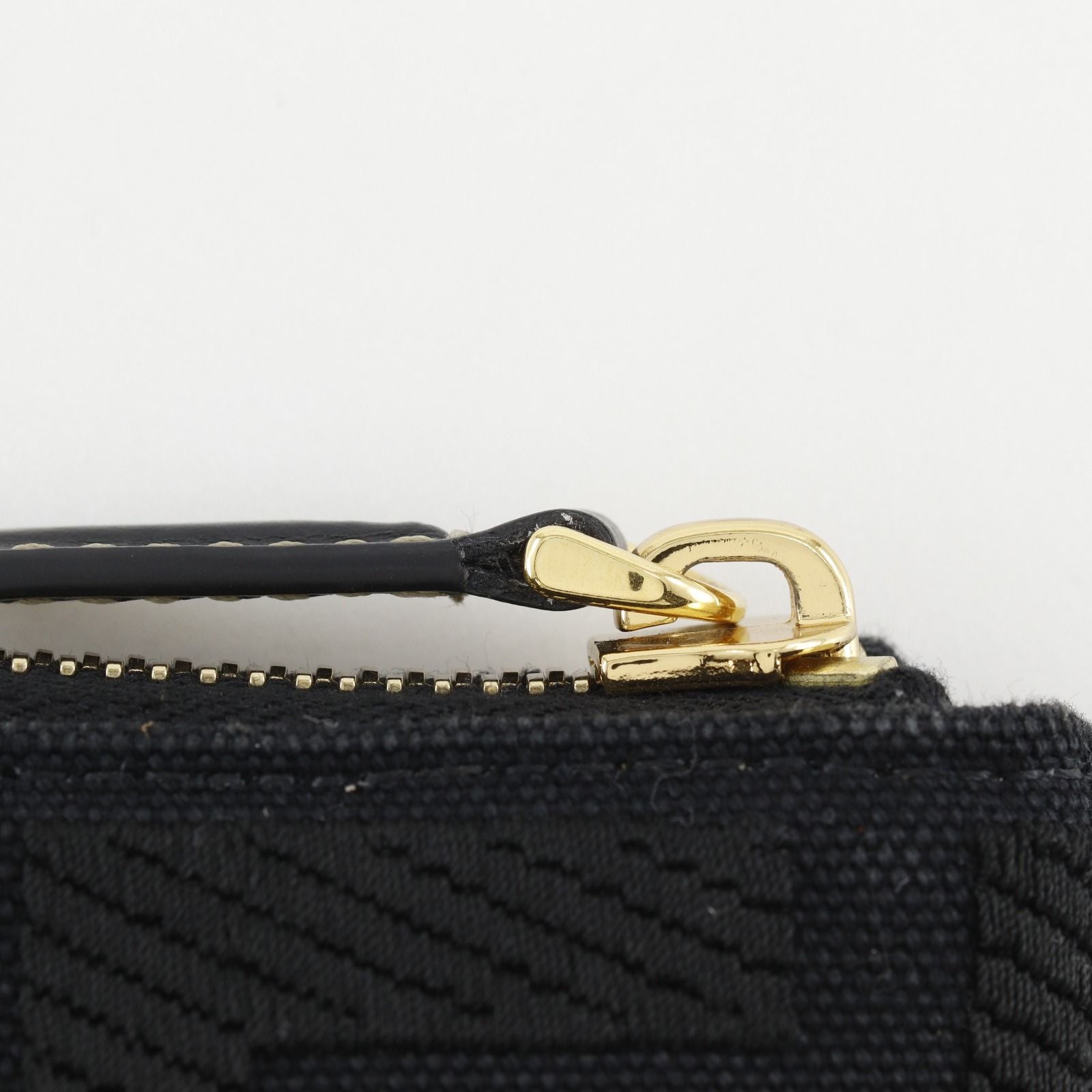 Fendi Flat Medium Pouch FF Logo Cotton Black — view 9