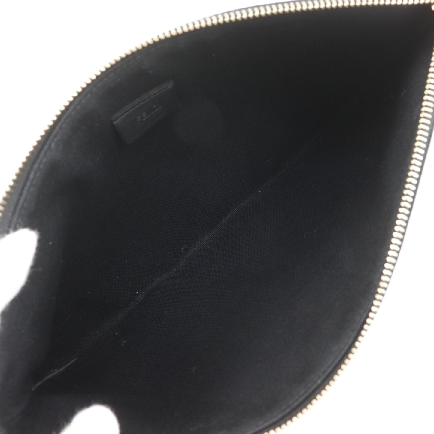 Fendi Flat Medium Pouch FF Logo Cotton Black — view 6