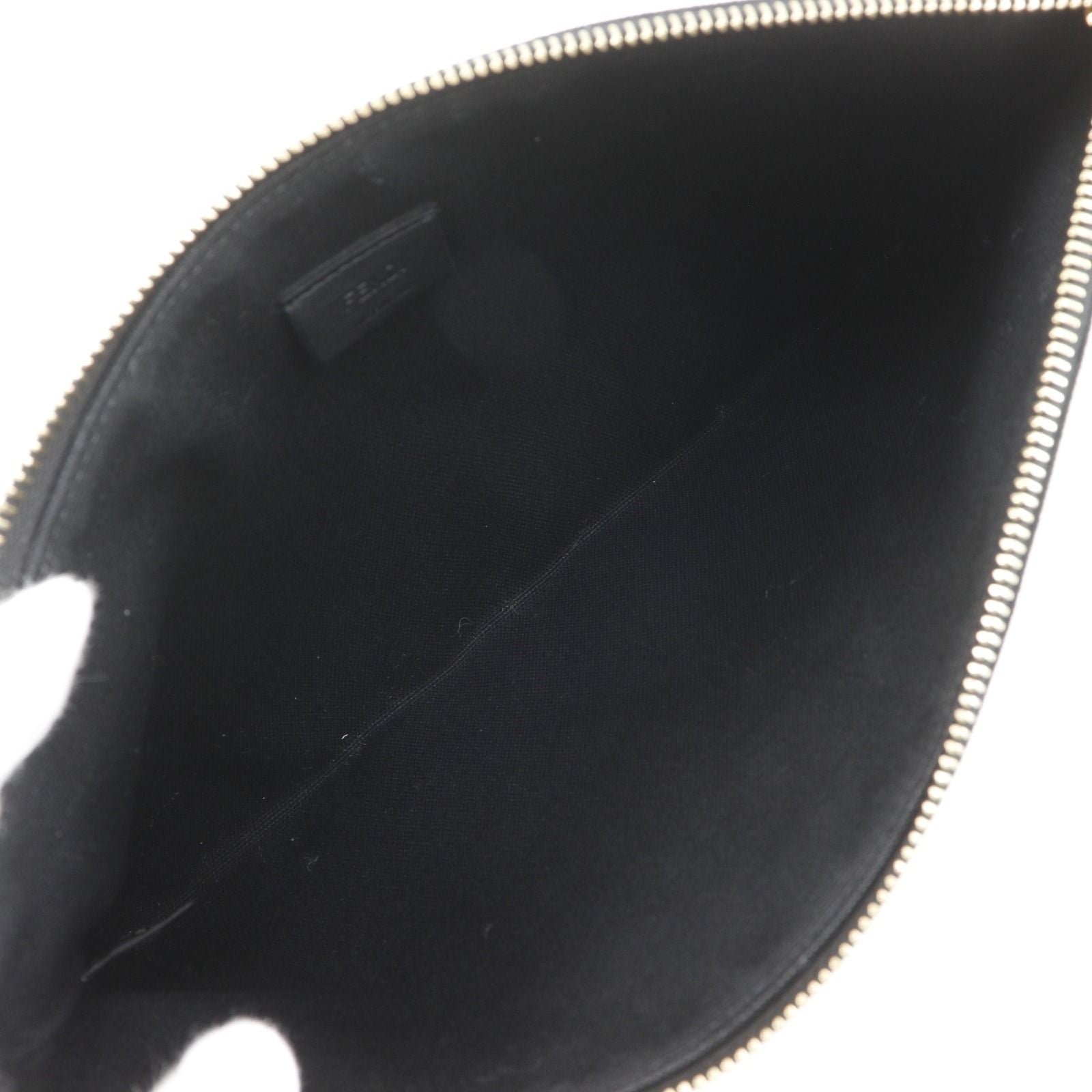 Fendi Flat Medium Pouch FF Logo Cotton Black — view 6