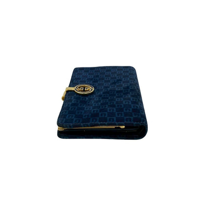 Gucci Vintage GG Logo Suede Leather Bifold Wallet Navy — view 4