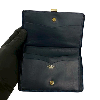 Gucci Vintage GG Logo Suede Leather Bifold Wallet Navy — view 7
