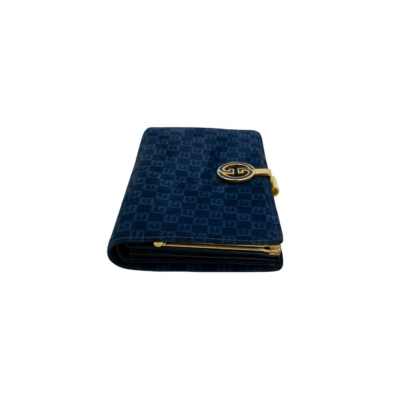Gucci Vintage GG Logo Suede Leather Bifold Wallet Navy — view 5