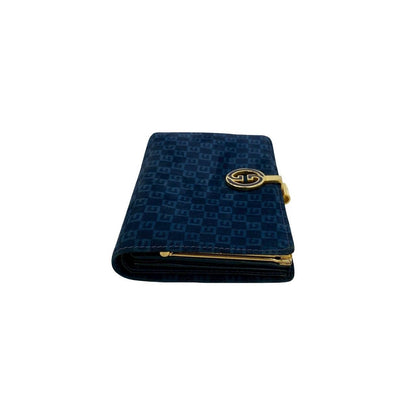 Gucci Vintage GG Logo Suede Leather Bifold Wallet Navy — view 5