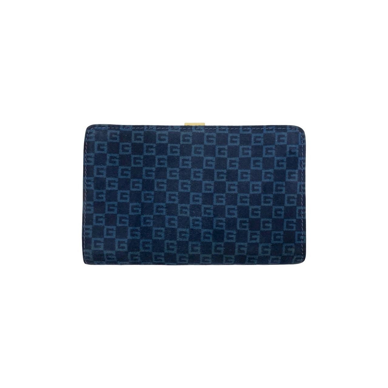 Gucci Vintage GG Logo Suede Leather Bifold Wallet Navy — view 2