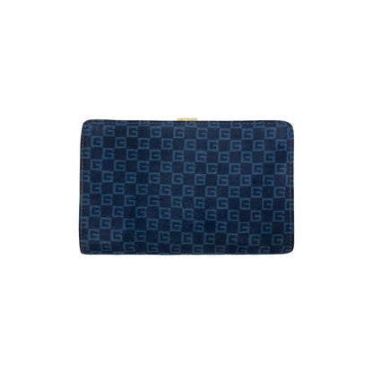 Gucci Vintage GG Logo Suede Leather Bifold Wallet Navy — view 2