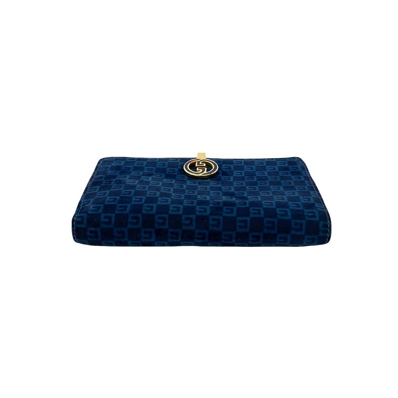 Gucci Vintage GG Logo Suede Leather Bifold Wallet Navy — view 6