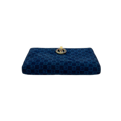 Gucci Vintage GG Logo Suede Leather Bifold Wallet Navy — view 6