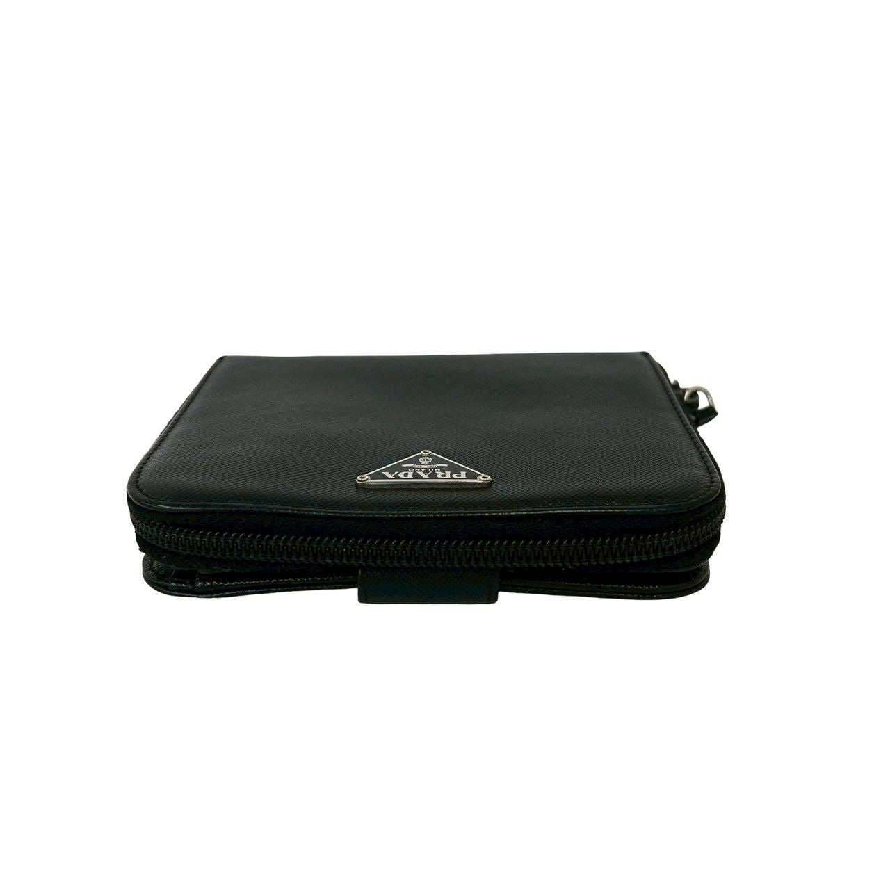 Prada Saffiano Leather Bifold Wallet Mini Black — view 3