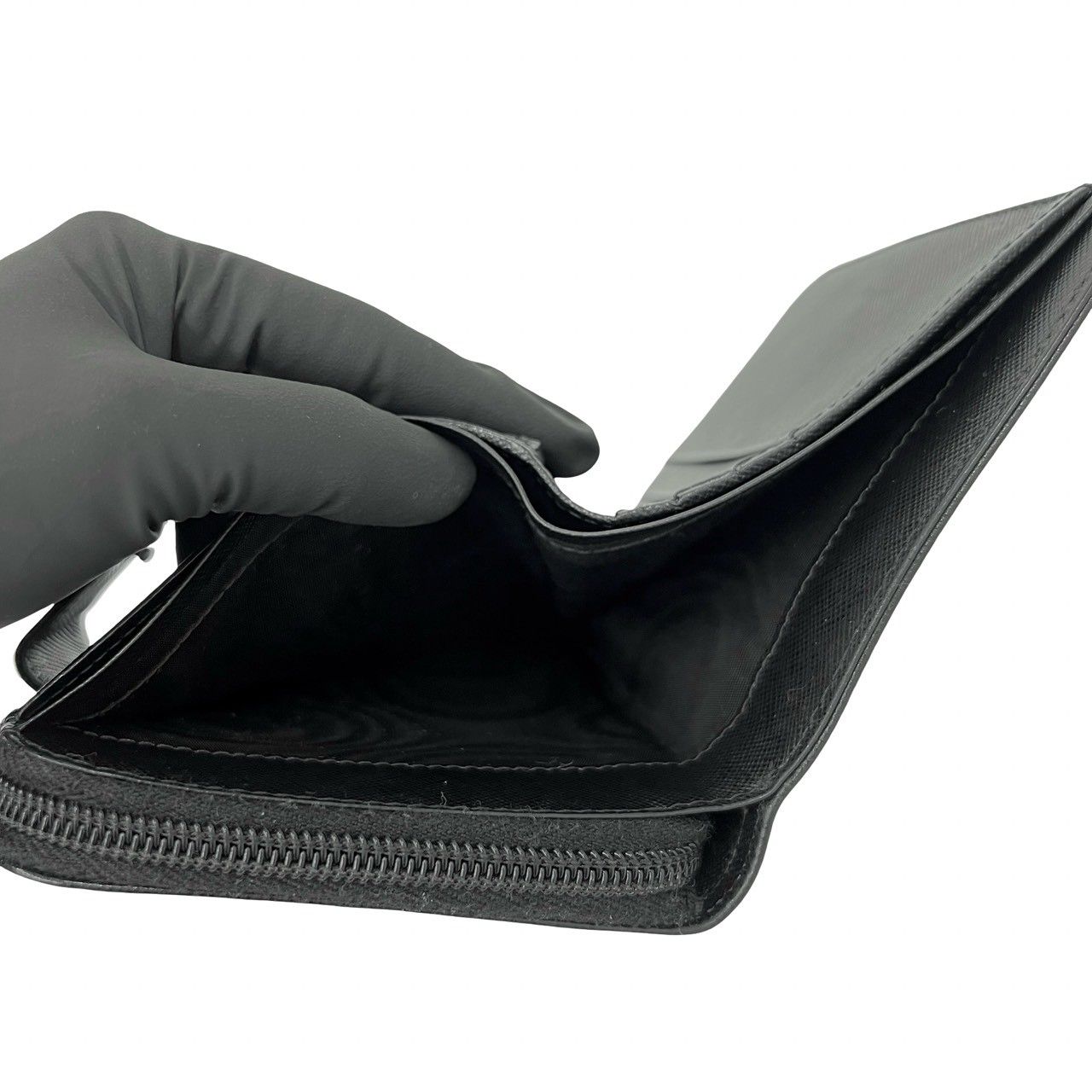 Prada Saffiano Leather Bifold Wallet Mini Black — view 8