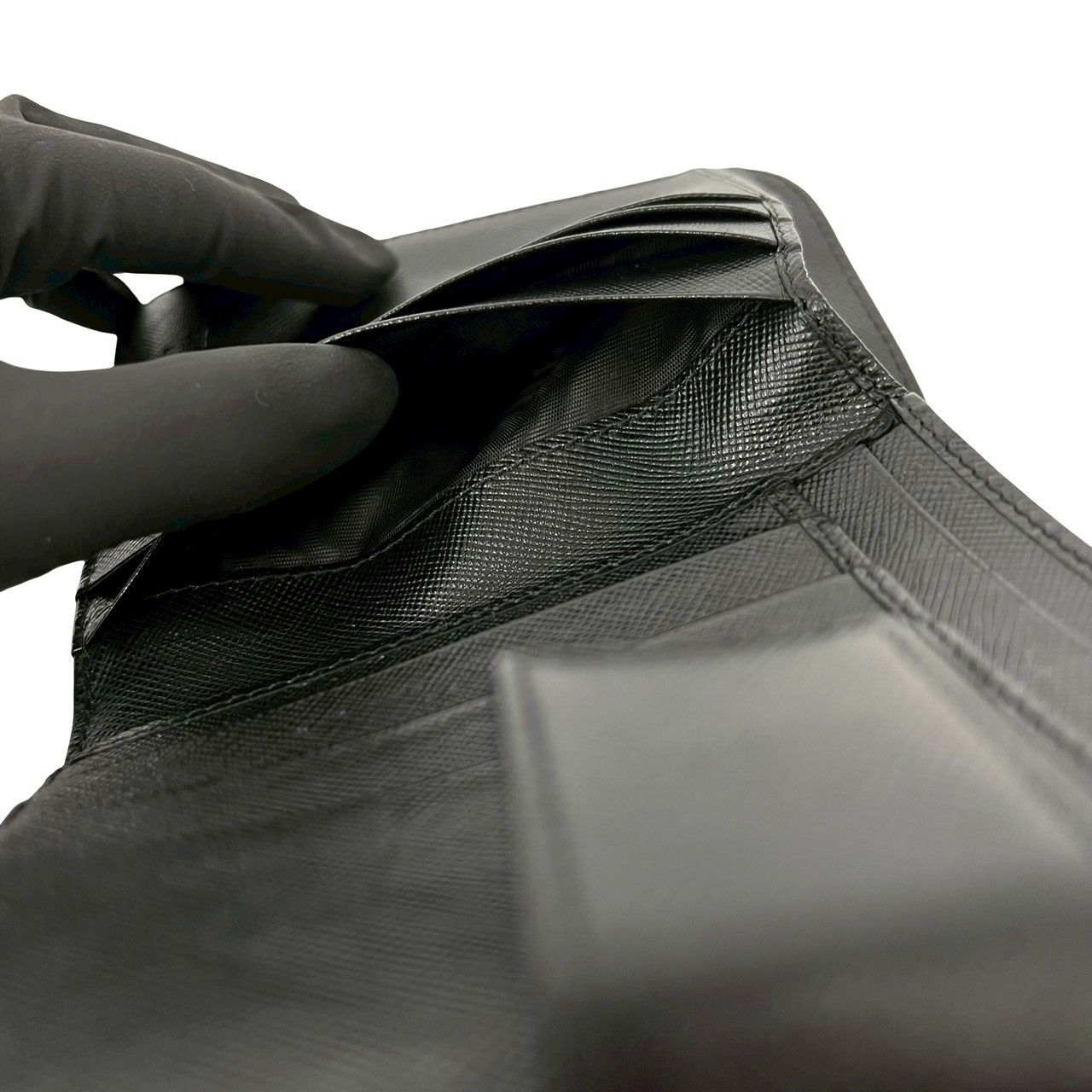 Prada Saffiano Leather Bifold Wallet Mini Black — view 9