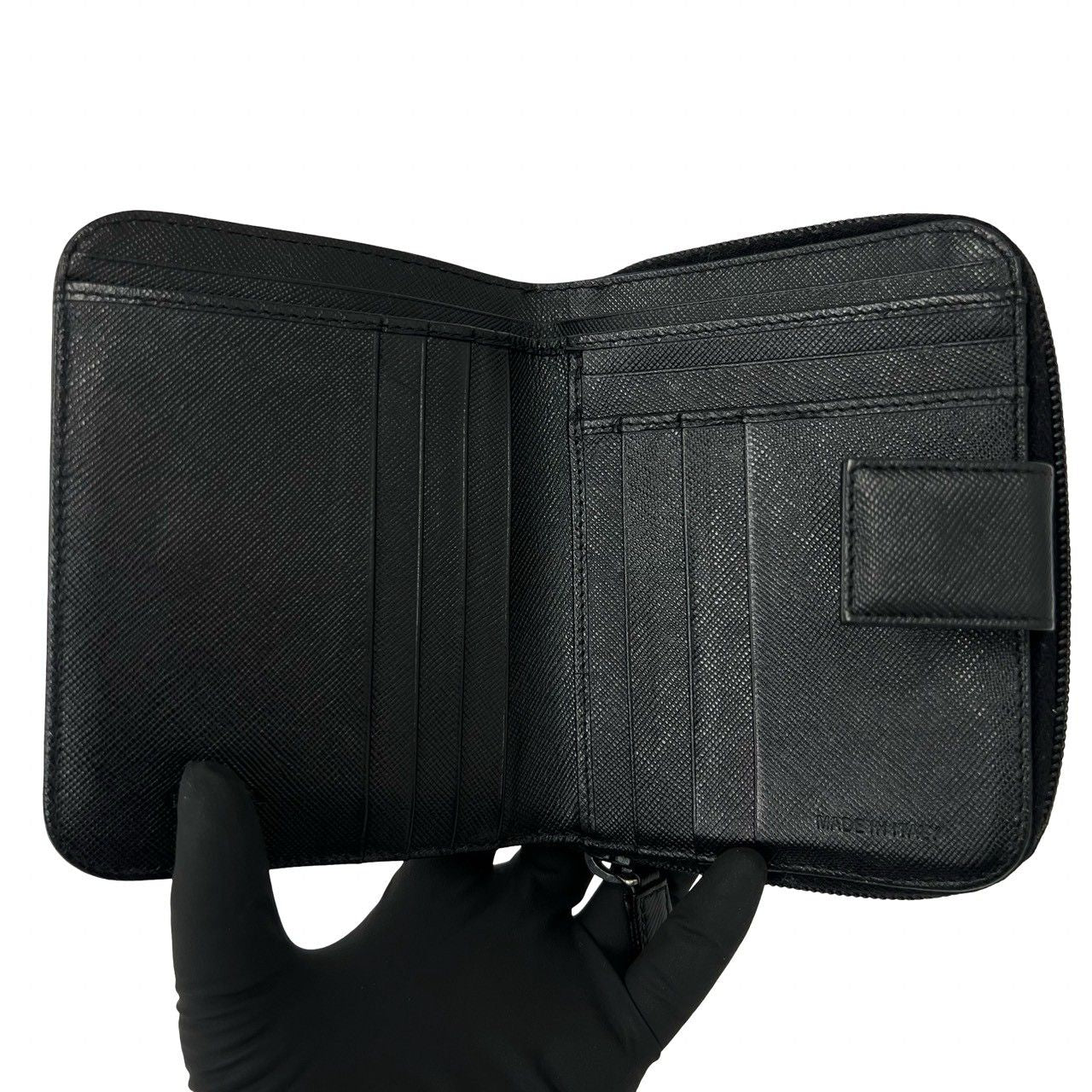 Prada Saffiano Leather Bifold Wallet Mini Black — view 7