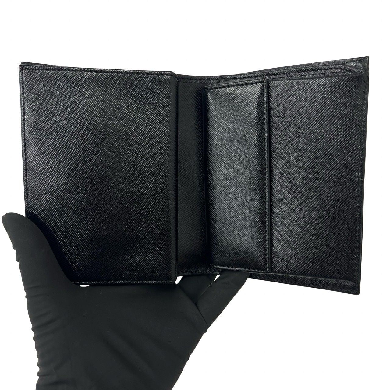 Prada Nylon Saffiano Leather Bifold Wallet Mini Black — view 7