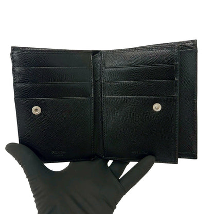 Prada Nylon Saffiano Leather Bifold Wallet Mini Black — view 8