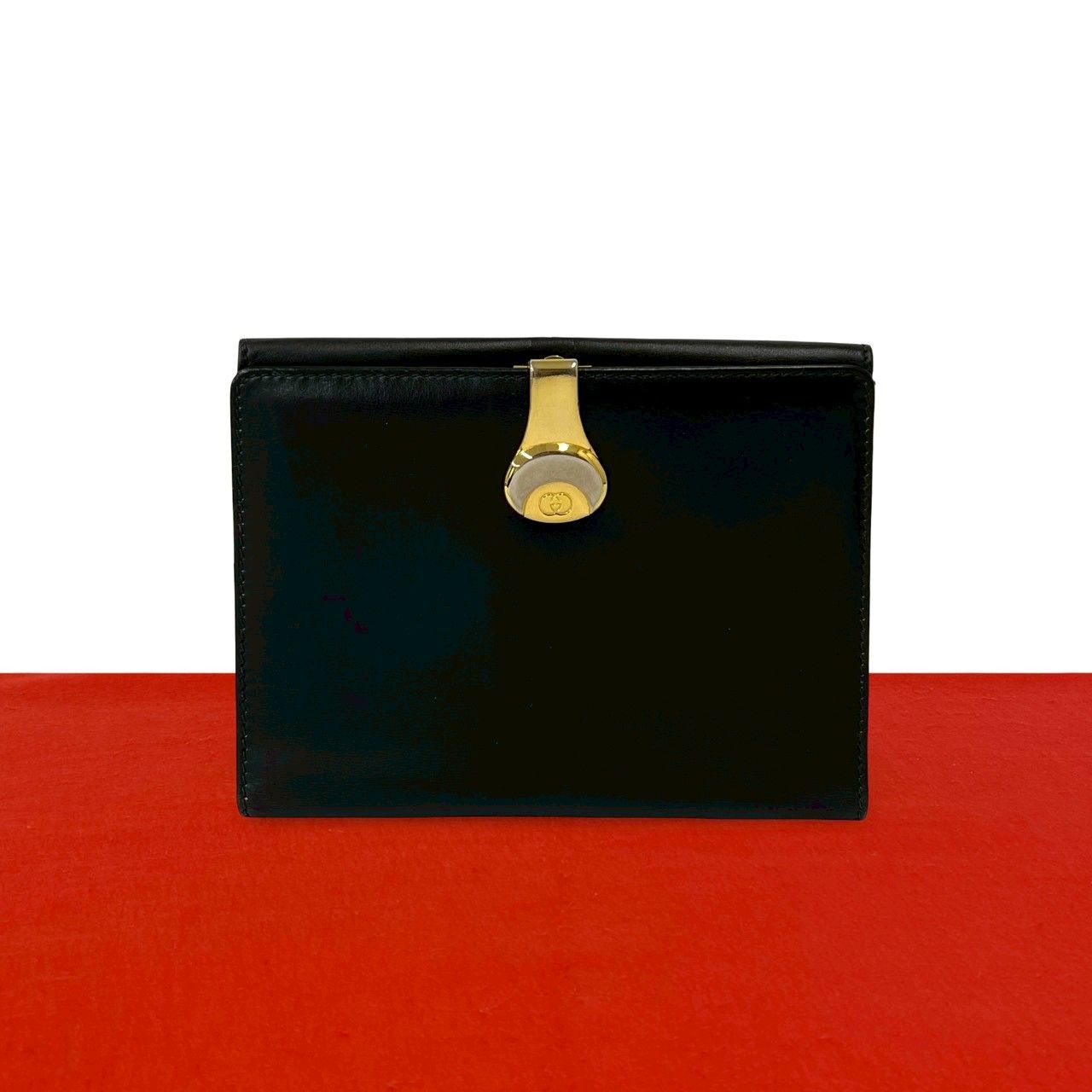 Gucci Vintage GG Logo Leather Bifold Wallet Mini Black