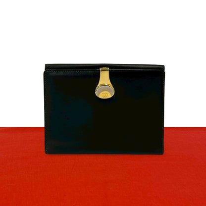Gucci Vintage GG Logo Leather Bifold Wallet Mini Black