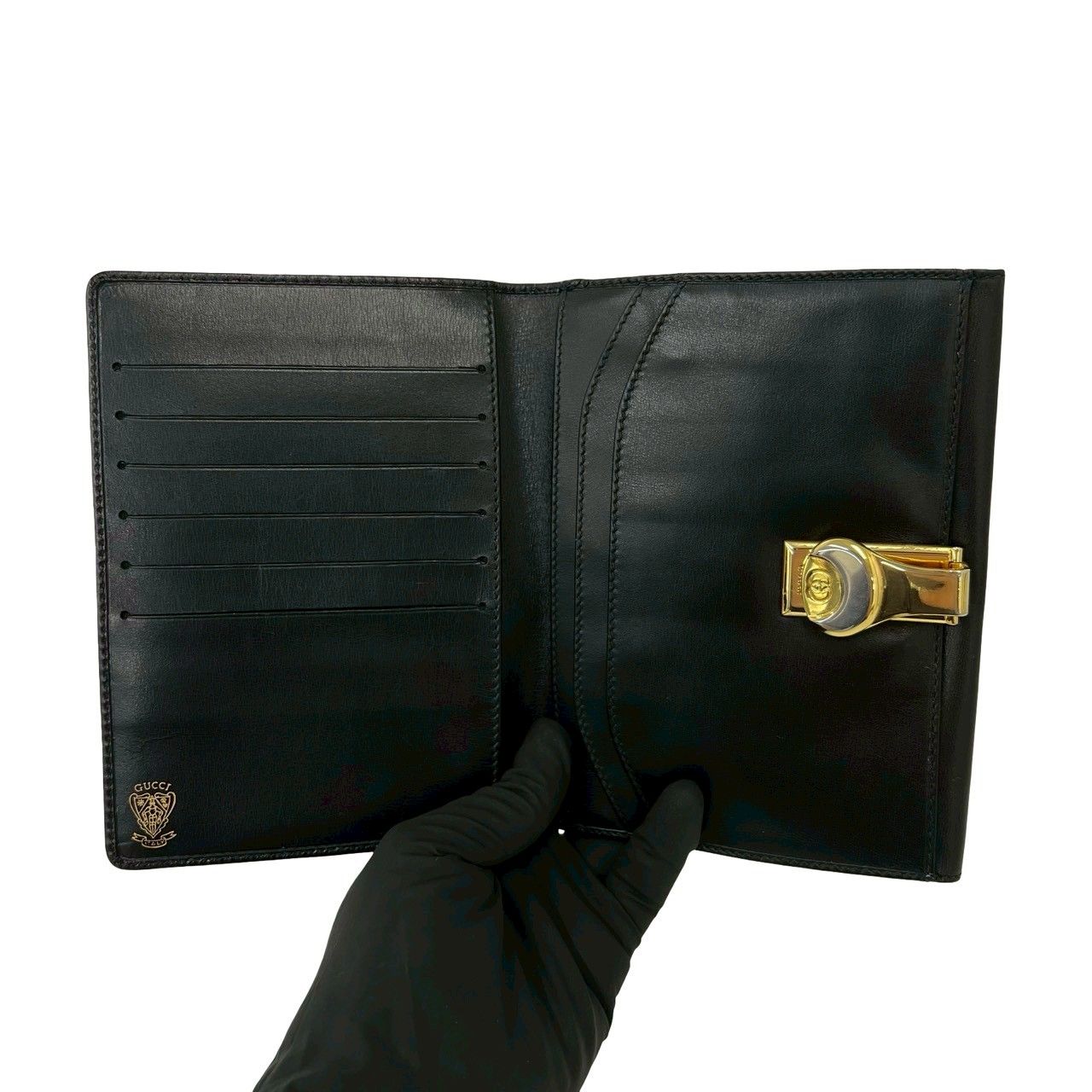 Gucci Vintage GG Logo Leather Bifold Wallet Mini Black — view 7
