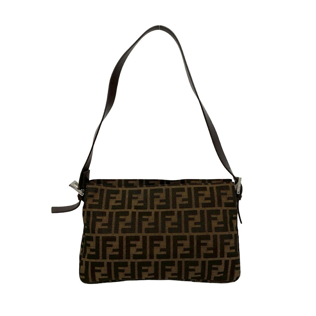 Fendi Vuitton Mamma Bucket Zucca FF Logo Canvas Leather Shoulder Bag Brown — view 3