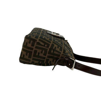 Fendi Vuitton Mamma Bucket Zucca FF Logo Canvas Leather Shoulder Bag Brown — view 6