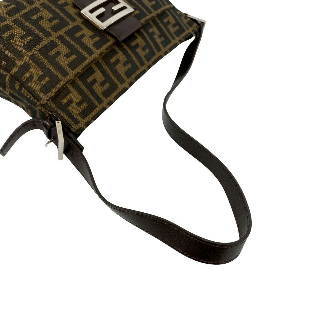Fendi Vuitton Mamma Bucket Zucca FF Logo Canvas Leather Shoulder Bag Brown — view 4
