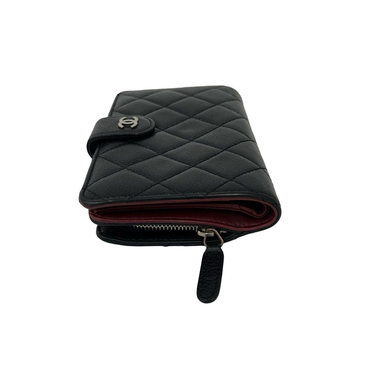 Chanel Quilted CC Logo Caviar Leather Bifold Wallet Black — view 4