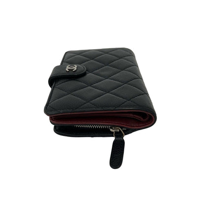 Chanel Quilted CC Logo Caviar Leather Bifold Wallet Black — view 4