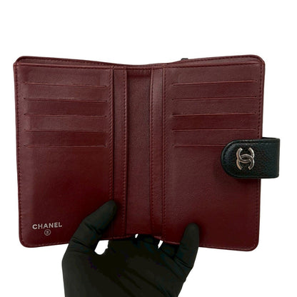 Chanel Quilted CC Logo Caviar Leather Bifold Wallet Black — view 7