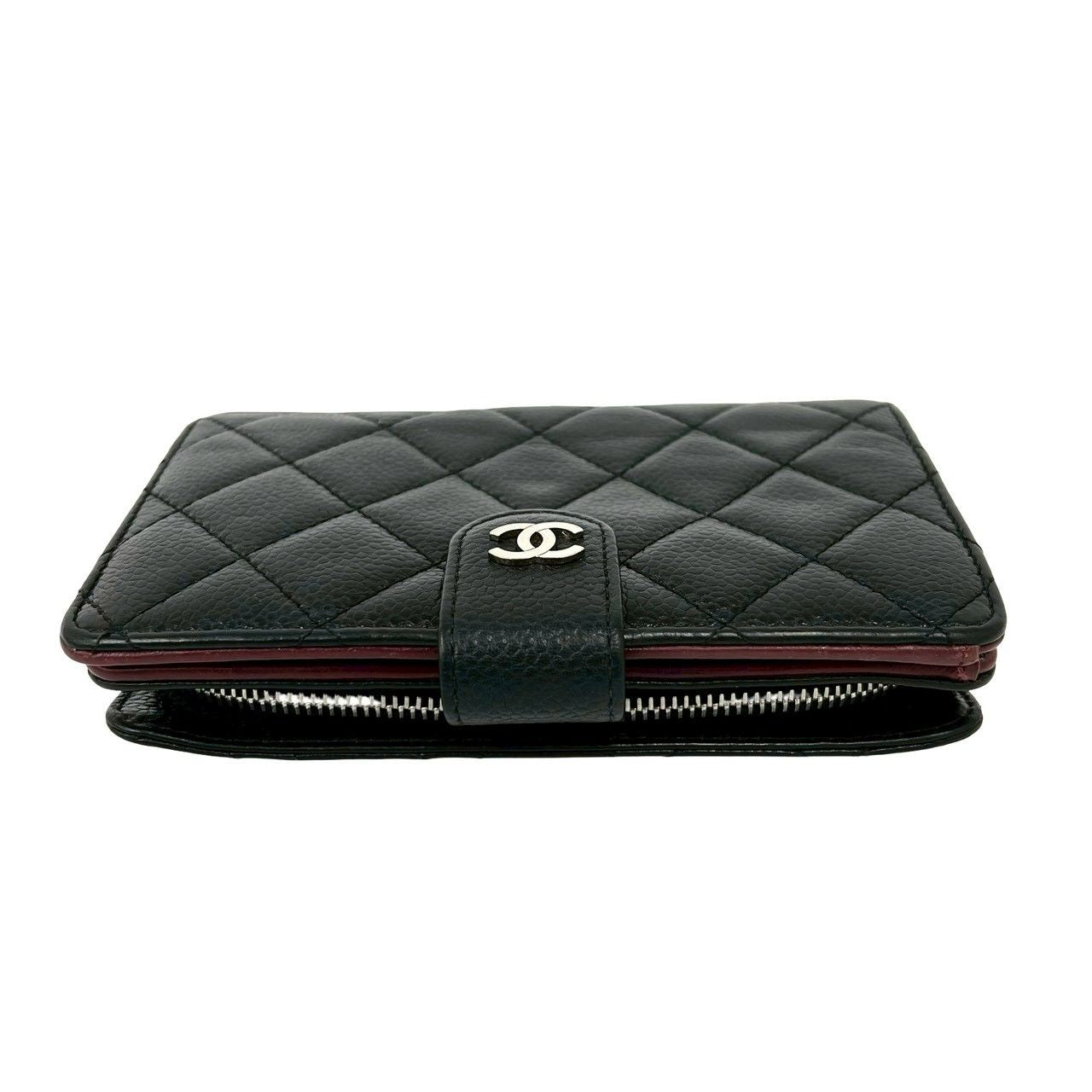 Chanel Quilted CC Logo Caviar Leather Bifold Wallet Black — view 3