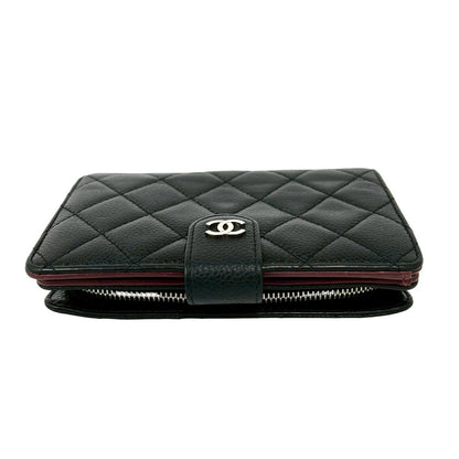 Chanel Quilted CC Logo Caviar Leather Bifold Wallet Black — view 3