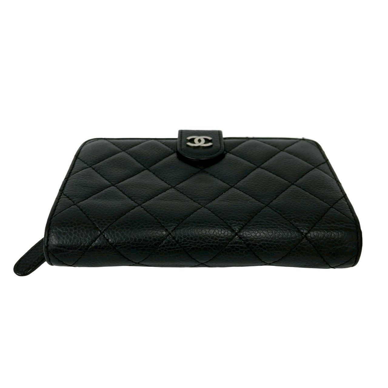 Chanel Quilted CC Logo Caviar Leather Bifold Wallet Black — view 6