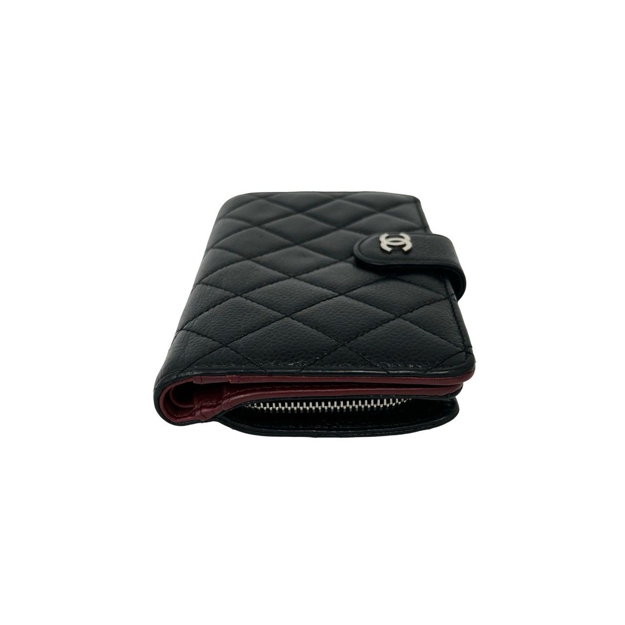 Chanel Quilted CC Logo Caviar Leather Bifold Wallet Black — view 5